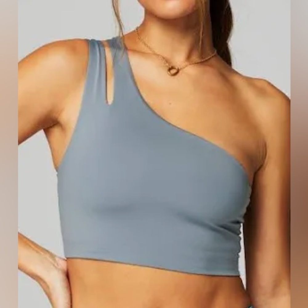 NWT Fabletics Asymmetrical Double Strap Midi Bra Storm Cloud Size XXS (0-2)